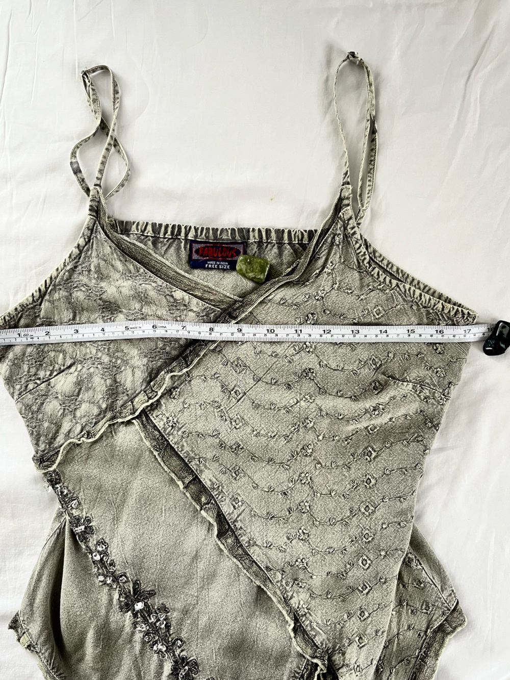 Fabulous Y2K Fairy Grunge Embellished Asymmetrical Handkerchief Hem Cami Top S - Picture 5 of 8